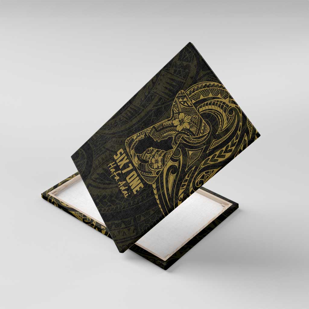 Gold Guam Latte Stone Tribal Tattoo Canvas Wall Art Hafa Adai Six 7 One