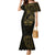 Gold Guam Latte Stone Tribal Tattoo Family Matching Mermaid Dress and Hawaiian Shirt Hafa Adai Six 7 One