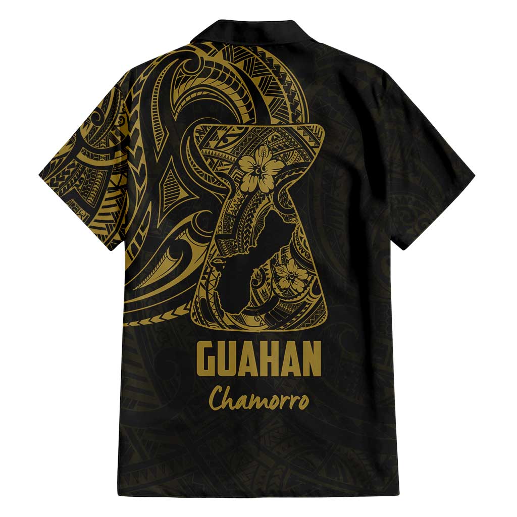Gold Guam Latte Stone Tribal Tattoo Family Matching Off Shoulder Short Dress and Hawaiian Shirt Hafa Adai Six 7 One