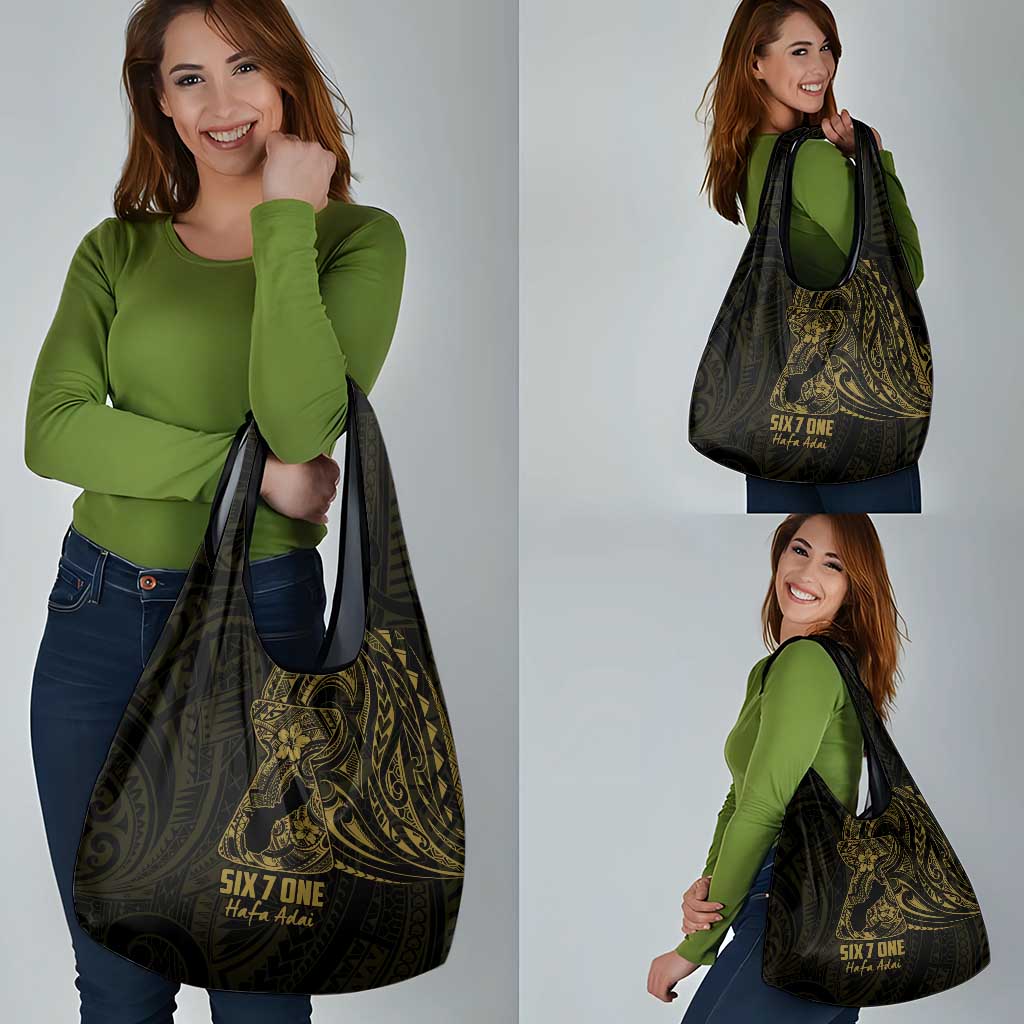 Gold Guam Latte Stone Tribal Tattoo Grocery Bag Hafa Adai Six 7 One