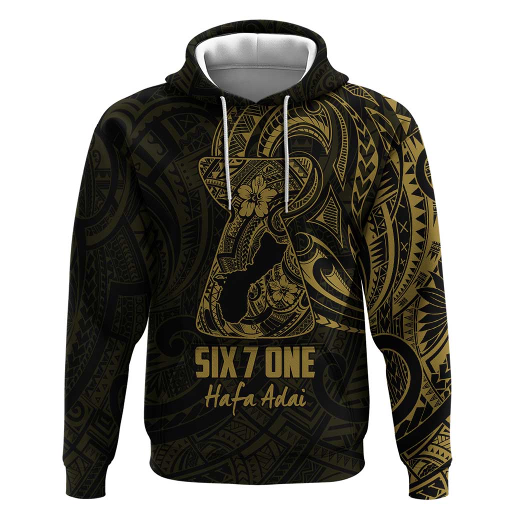 Gold Guam Latte Stone Tribal Tattoo Hoodie Hafa Adai Six 7 One