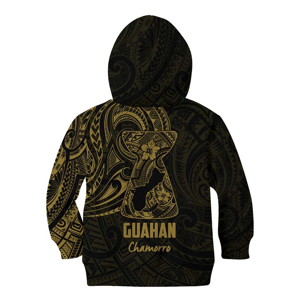 Gold Guam Latte Stone Tribal Tattoo Kid Hoodie Hafa Adai Six 7 One