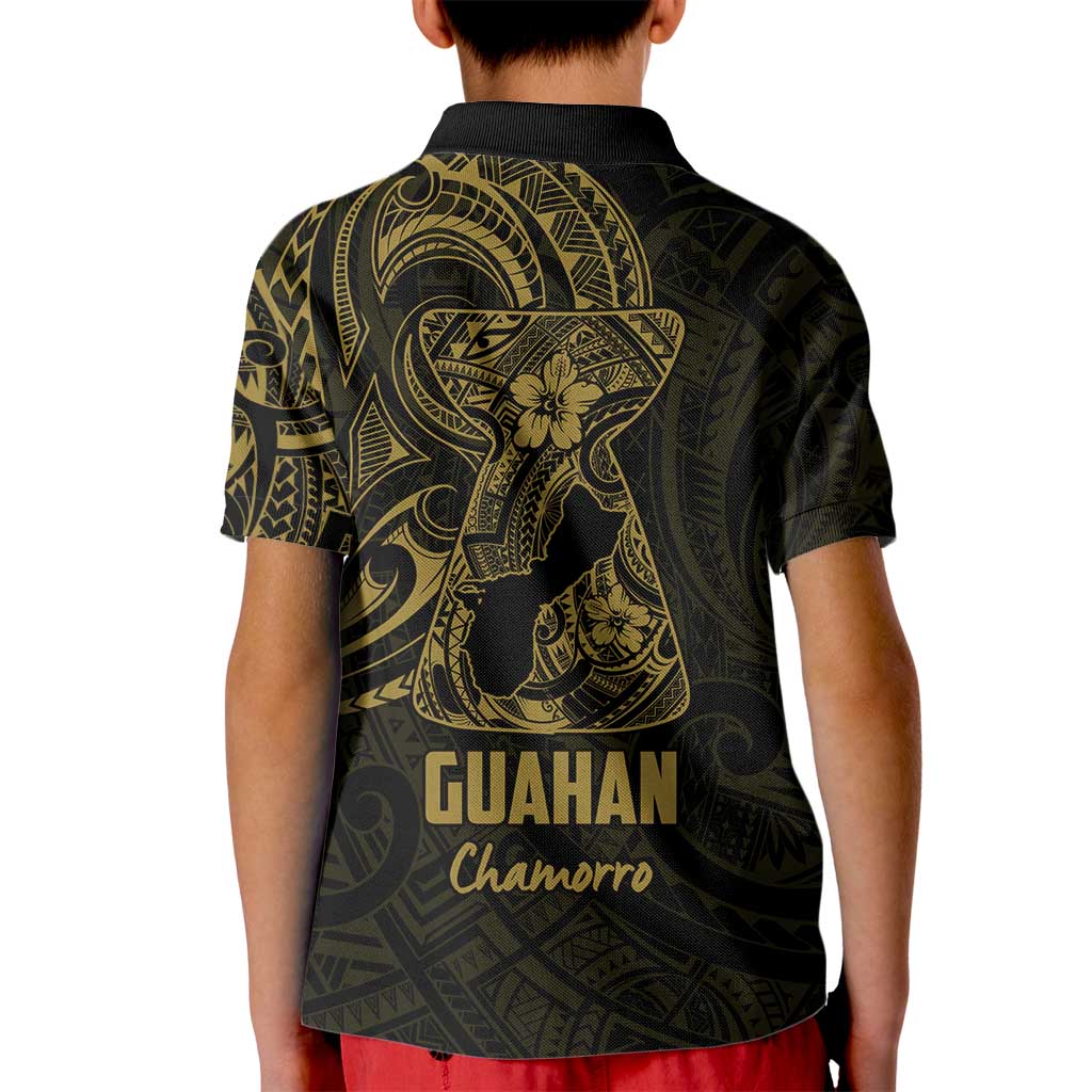 Gold Guam Latte Stone Tribal Tattoo Kid Polo Shirt Hafa Adai Six 7 One