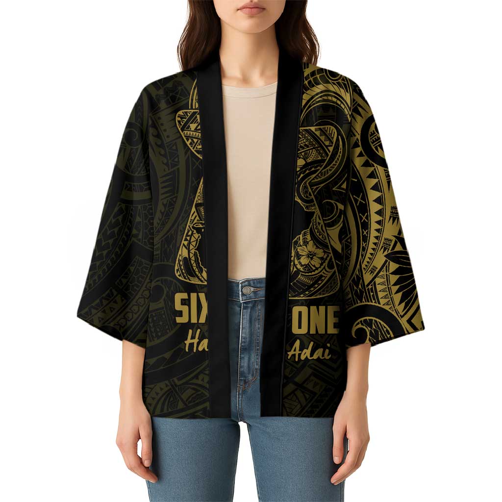 Gold Guam Latte Stone Tribal Tattoo Kimono Hafa Adai Six 7 One - Polynesian Pride