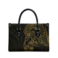 Gold Guam Latte Stone Tribal Tattoo Leather Bag Hafa Adai Six 7 One - Polynesian Pride