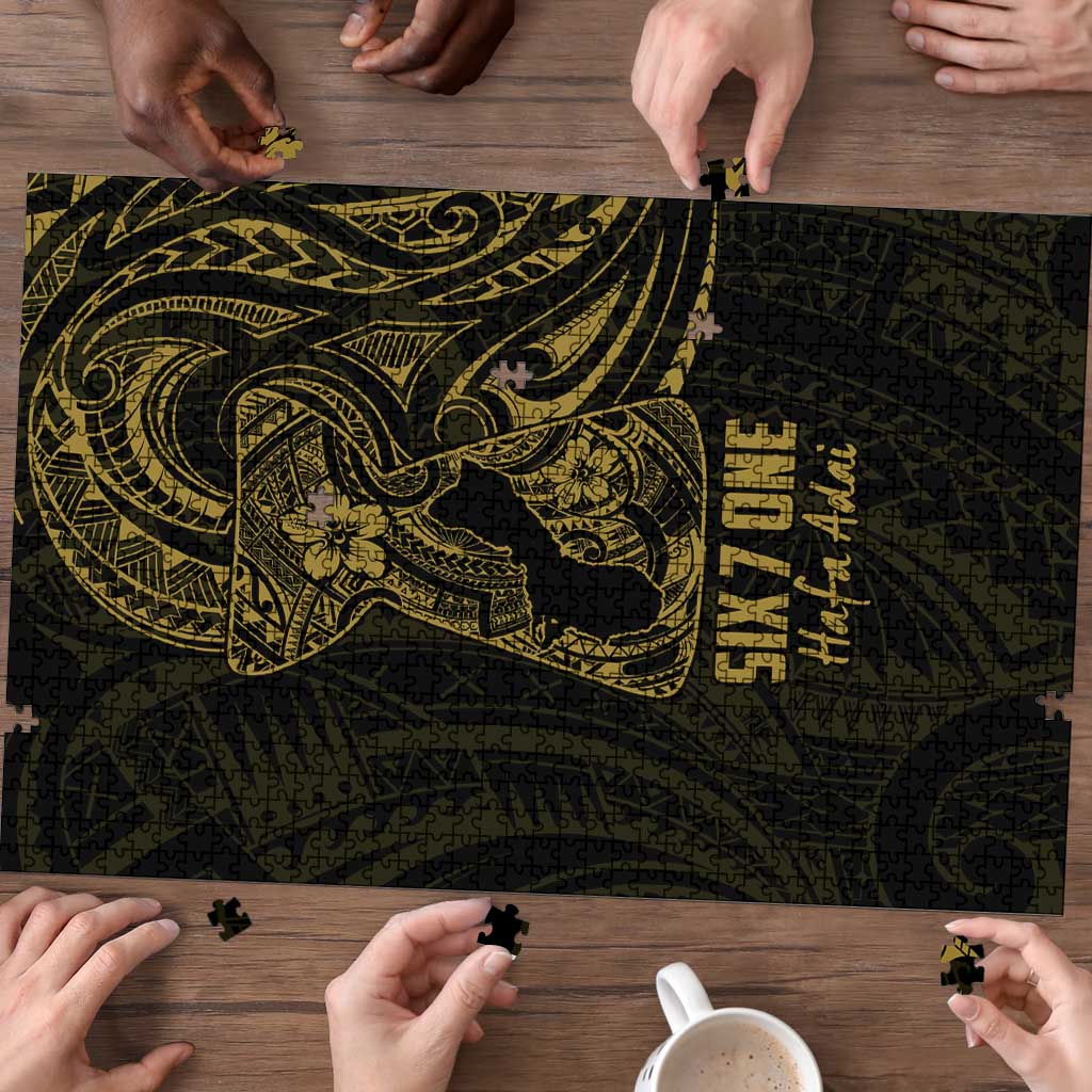 Gold Guam Latte Stone Tribal Tattoo Puzzle Hafa Adai Six 7 One - Polynesian Pride