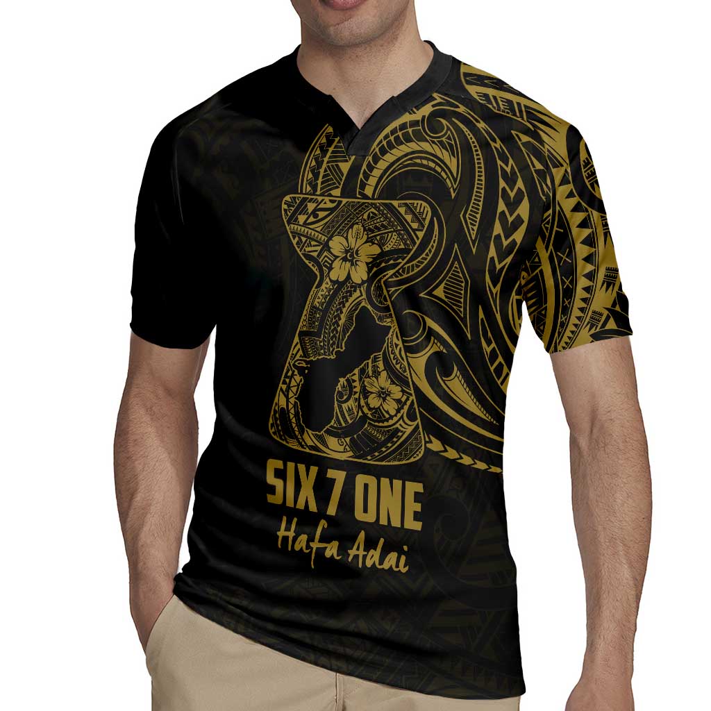 Gold Guam Latte Stone Tribal Tattoo Rugby Jersey Hafa Adai Six 7 One