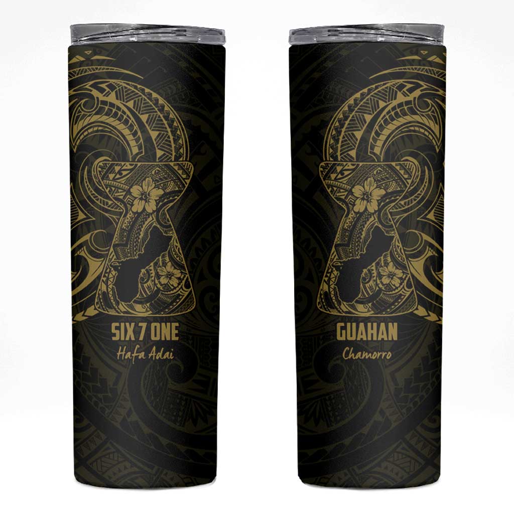 Gold Guam Latte Stone Tribal Tattoo Skinny Tumbler Hafa Adai Six 7 One
