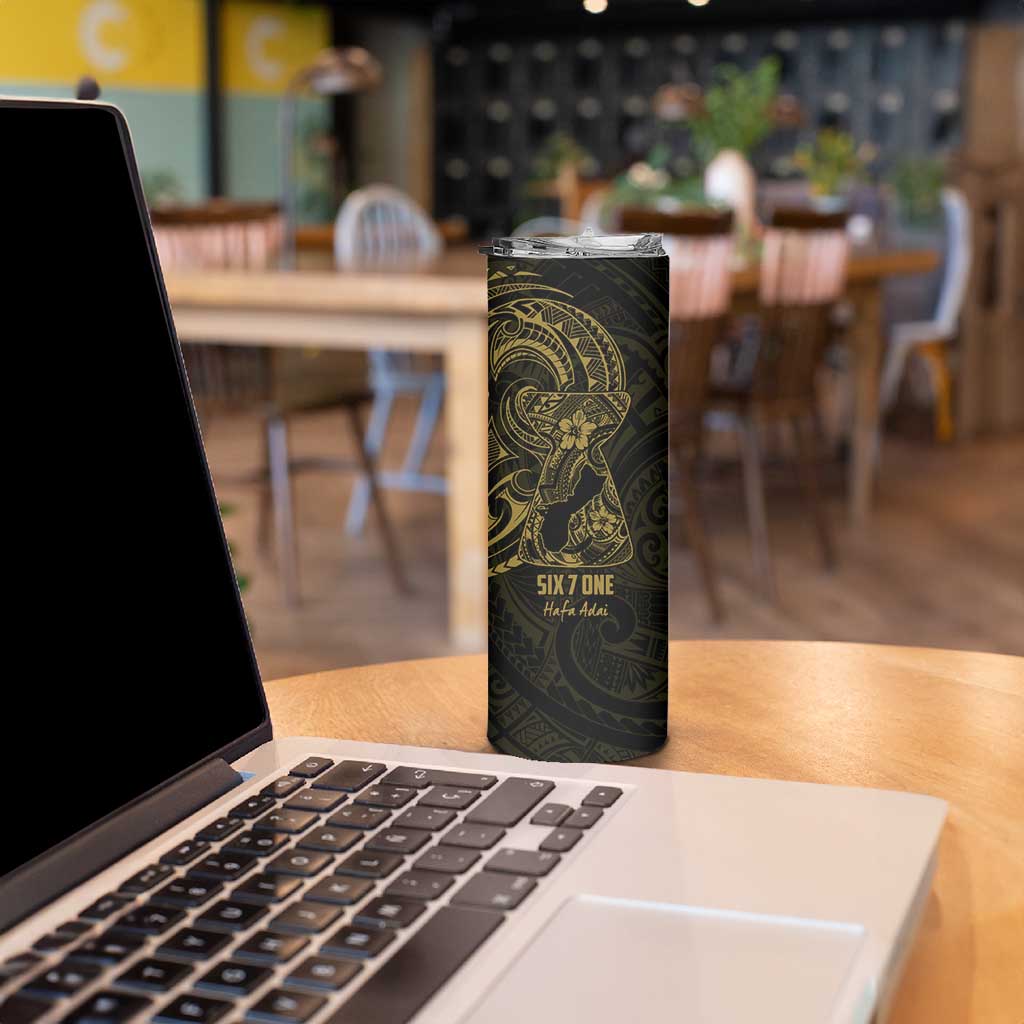 Gold Guam Latte Stone Tribal Tattoo Skinny Tumbler Hafa Adai Six 7 One