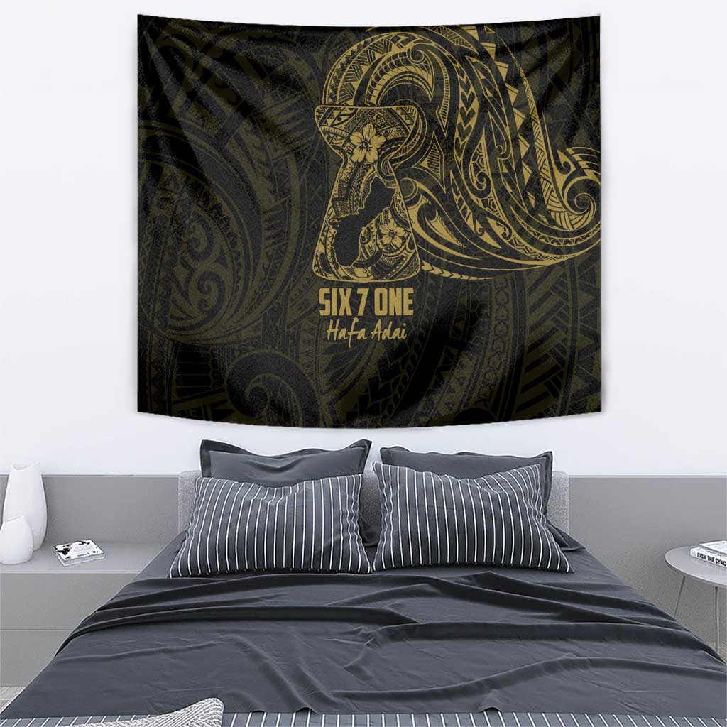 Gold Guam Latte Stone Tribal Tattoo Tapestry Hafa Adai Six 7 One