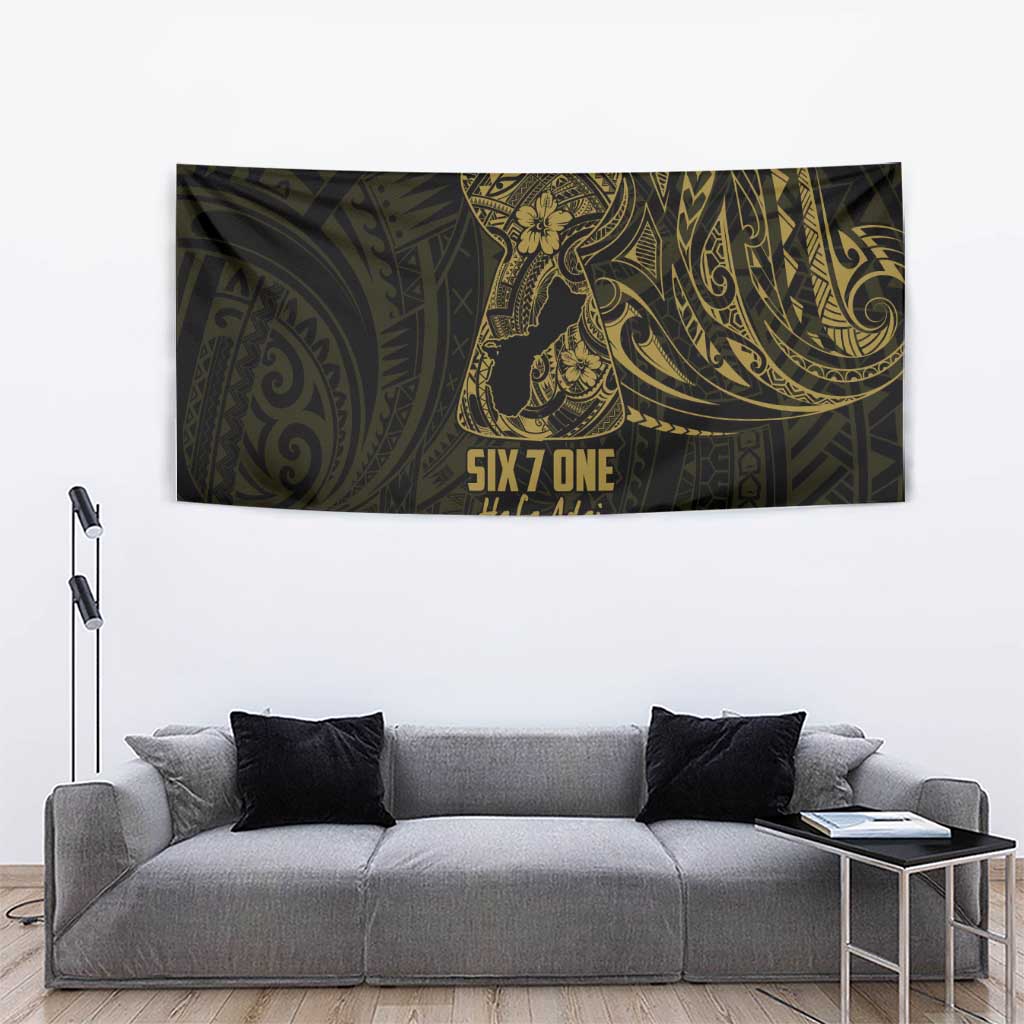 Gold Guam Latte Stone Tribal Tattoo Tapestry Hafa Adai Six 7 One