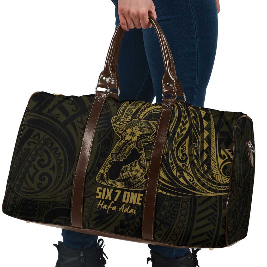 Gold Guam Latte Stone Tribal Tattoo Travel Bag Hafa Adai Six 7 One - Polynesian Pride