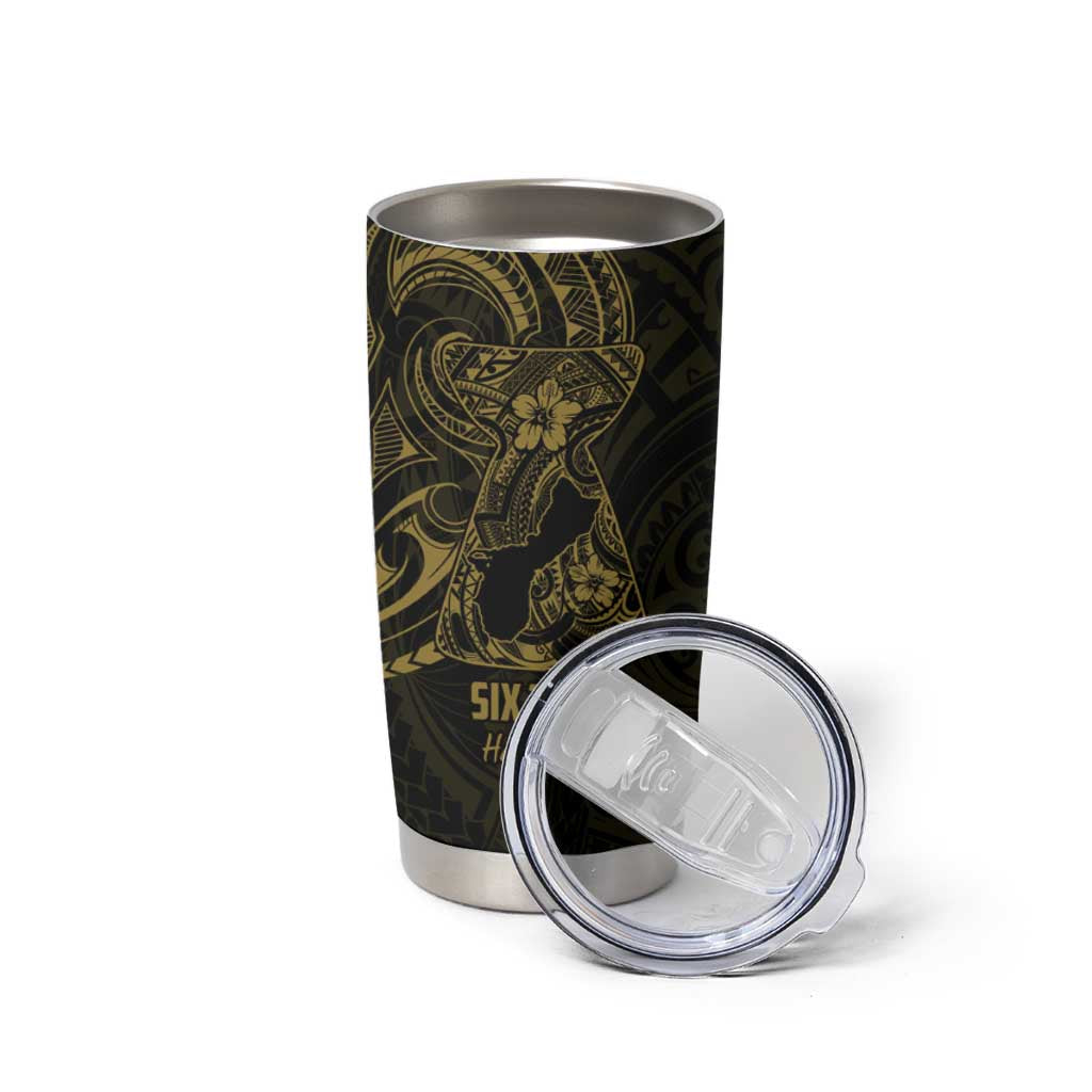 Gold Guam Latte Stone Tribal Tattoo Tumbler Cup Hafa Adai Six 7 One
