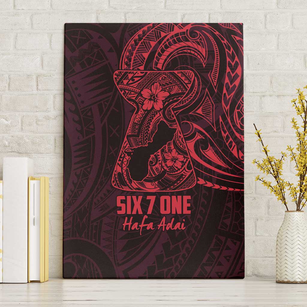 Oxblood Guam Latte Stone Tribal Tattoo Canvas Wall Art Hafa Adai Six 7 One