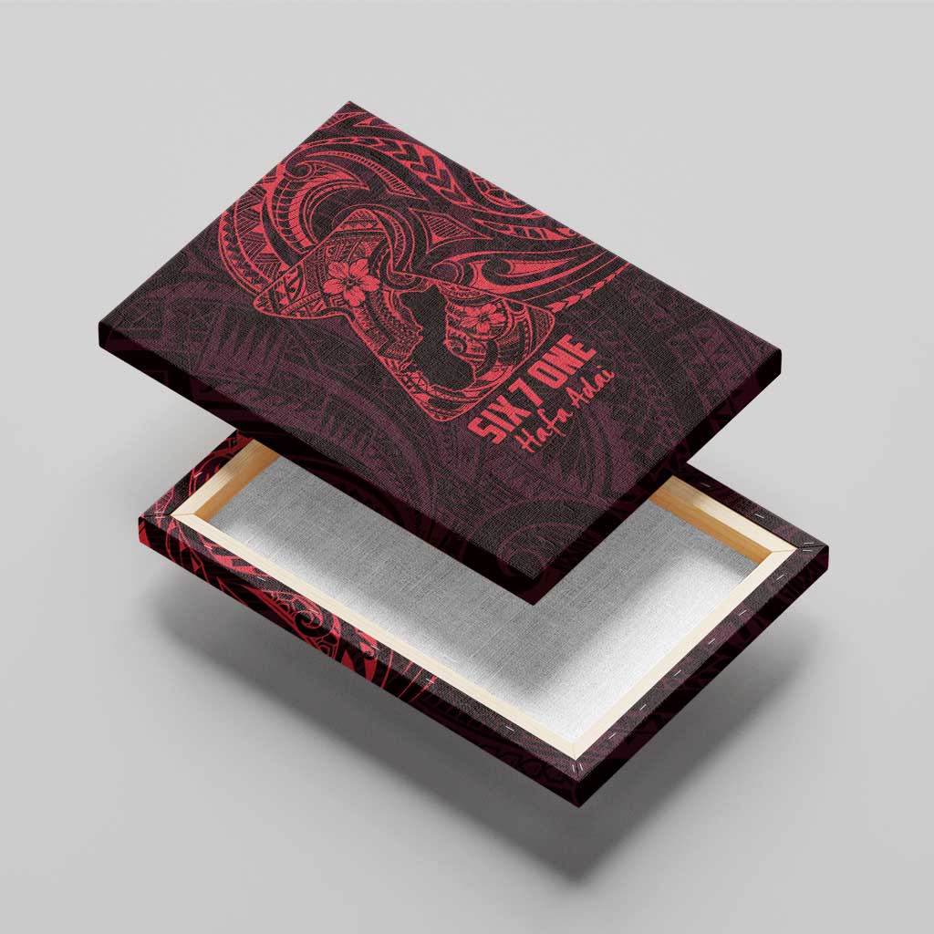 Oxblood Guam Latte Stone Tribal Tattoo Canvas Wall Art Hafa Adai Six 7 One