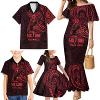 Oxblood Guam Latte Stone Tribal Tattoo Family Matching Mermaid Dress and Hawaiian Shirt Hafa Adai Six 7 One LT9 - Polynesian Pride