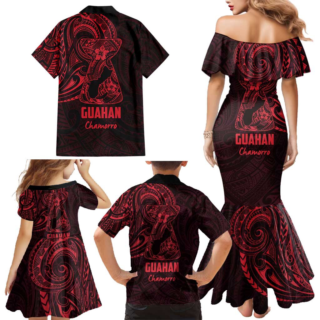 Oxblood Guam Latte Stone Tribal Tattoo Family Matching Mermaid Dress and Hawaiian Shirt Hafa Adai Six 7 One LT9 - Polynesian Pride