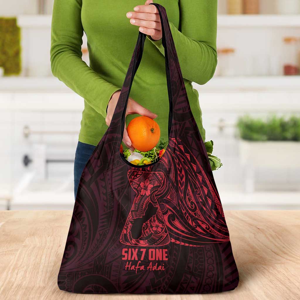 Oxblood Guam Latte Stone Tribal Tattoo Grocery Bag Hafa Adai Six 7 One