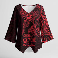 Oxblood Guam Latte Stone Tribal Tattoo Kimono Sleeve Blouse Hafa Adai Six 7 One - Polynesian Pride