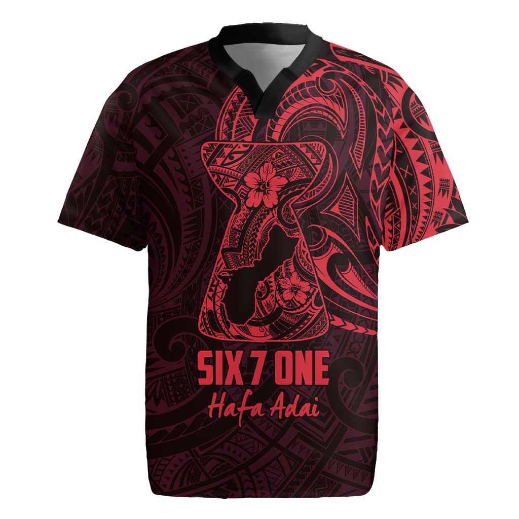Oxblood Guam Latte Stone Tribal Tattoo Rugby Jersey Hafa Adai Six 7 One