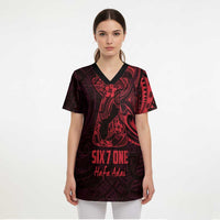 Oxblood Guam Latte Stone Tribal Tattoo Scrub Top Hafa Adai Six 7 One - Polynesian Pride