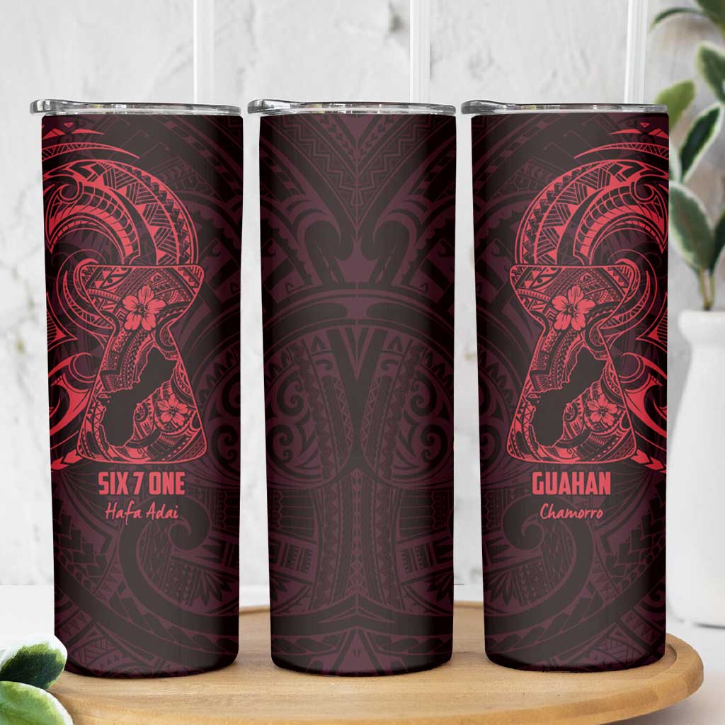 Oxblood Guam Latte Stone Tribal Tattoo Skinny Tumbler Hafa Adai Six 7 One LT9 - Polynesian Pride