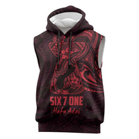 Oxblood Guam Latte Stone Tribal Tattoo Sleeveless Hoodie Hafa Adai Six 7 One - Polynesian Pride