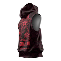 Oxblood Guam Latte Stone Tribal Tattoo Sleeveless Hoodie Hafa Adai Six 7 One - Polynesian Pride