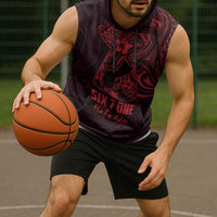 Oxblood Guam Latte Stone Tribal Tattoo Sleeveless Hoodie Hafa Adai Six 7 One - Polynesian Pride