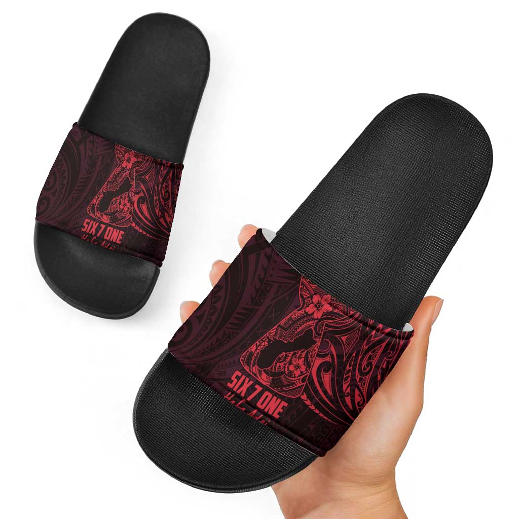 Oxblood Guam Latte Stone Tribal Tattoo Slide Sandals Hafa Adai Six 7 One - Polynesian Pride