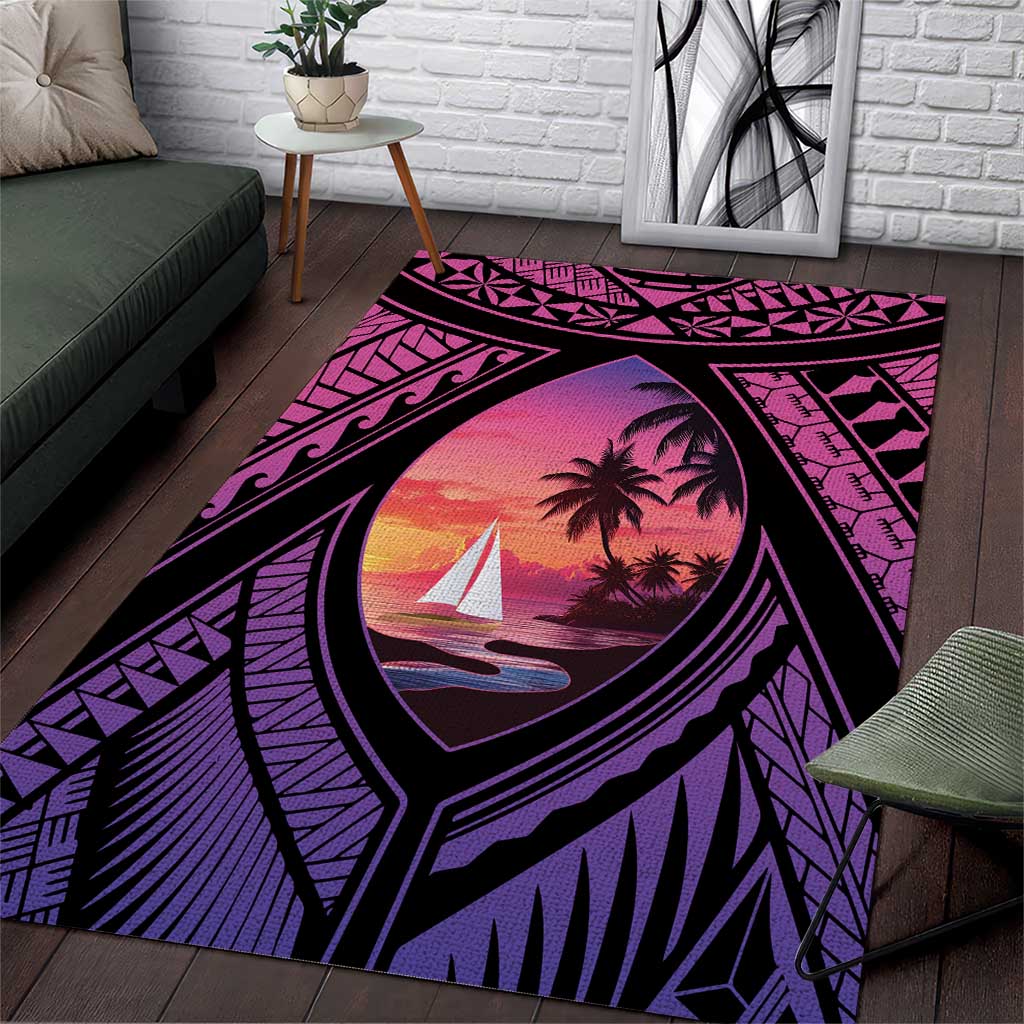 Guam Chamorro Artsy Area Rug Guahan Sunset Beach