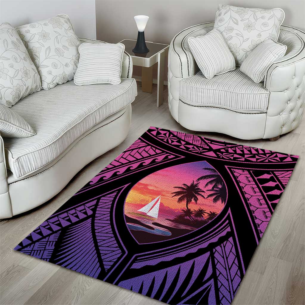 Guam Chamorro Artsy Area Rug Guahan Sunset Beach