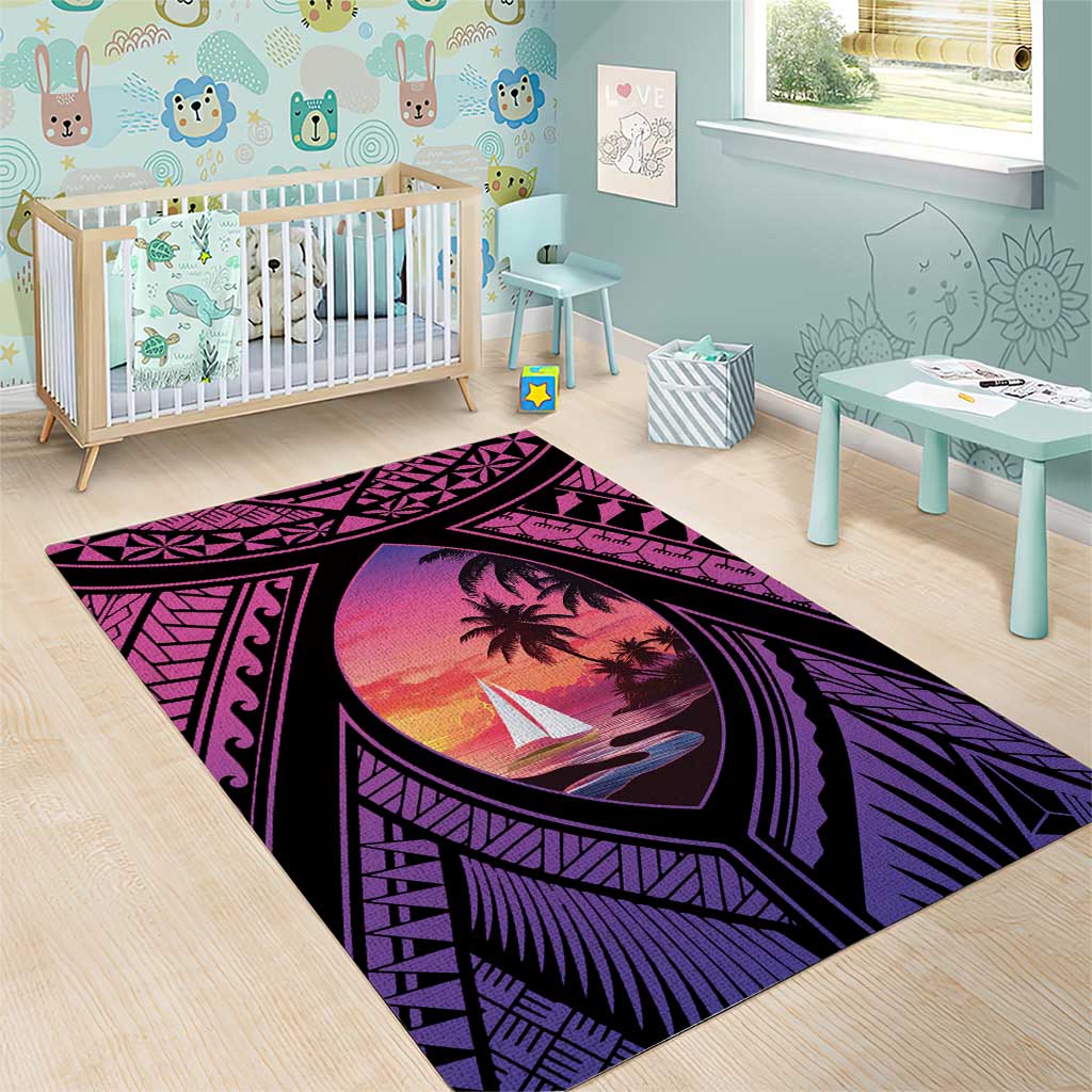 Guam Chamorro Artsy Area Rug Guahan Sunset Beach