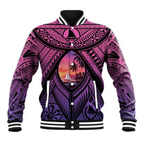 Guam Chamorro Artsy Baseball Jacket Guahan Sunset Beach