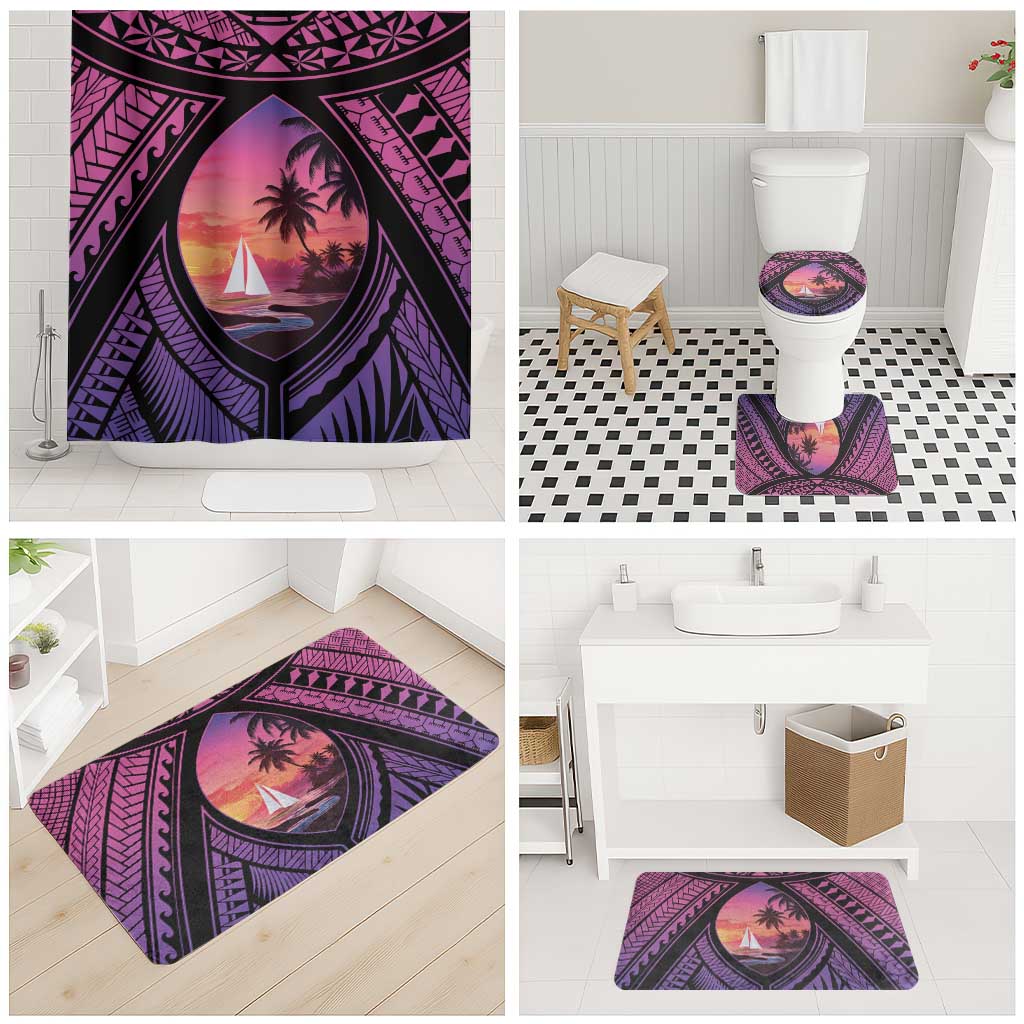 Guam Chamorro Artsy Bathroom Set Guahan Sunset Beach - Polynesian Pride