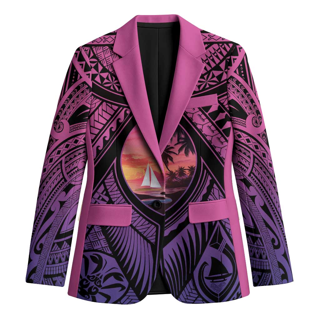 Guam Chamorro Artsy Blazer Guahan Sunset Beach - Polynesian Pride