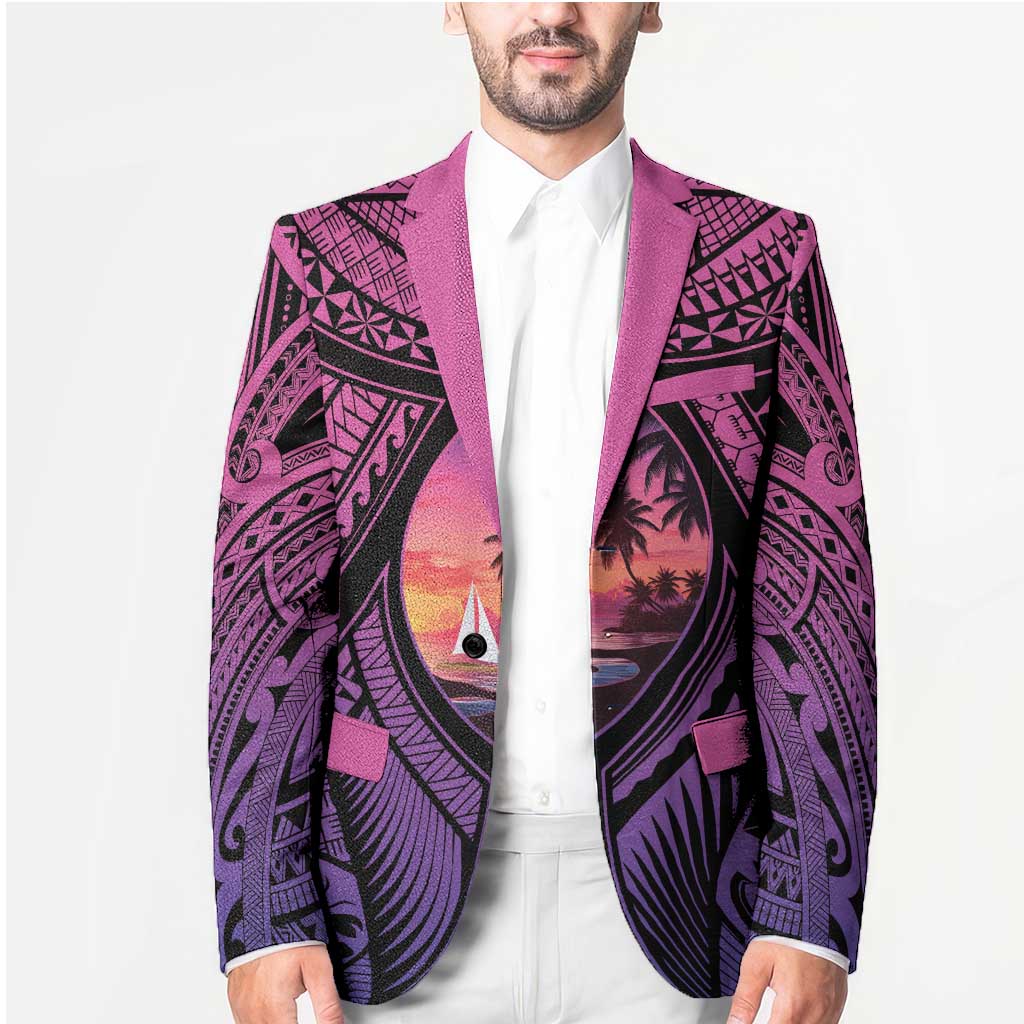 Guam Chamorro Artsy Blazer Guahan Sunset Beach - Polynesian Pride