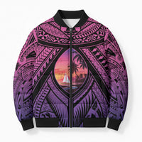 Guam Chamorro Artsy Bomber Puffer Jacket Guahan Sunset Beach - Polynesian Pride