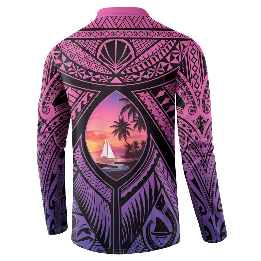 Guam Chamorro Artsy Button Sweatshirt Guahan Sunset Beach
