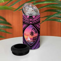 Guam Chamorro Artsy 4 in 1 Can Cooler Tumbler Guahan Sunset Beach