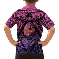 Guam Chamorro Artsy Family Matching Long Sleeve Bodycon Dress and Hawaiian Shirt Guahan Sunset Beach LT9 - Polynesian Pride