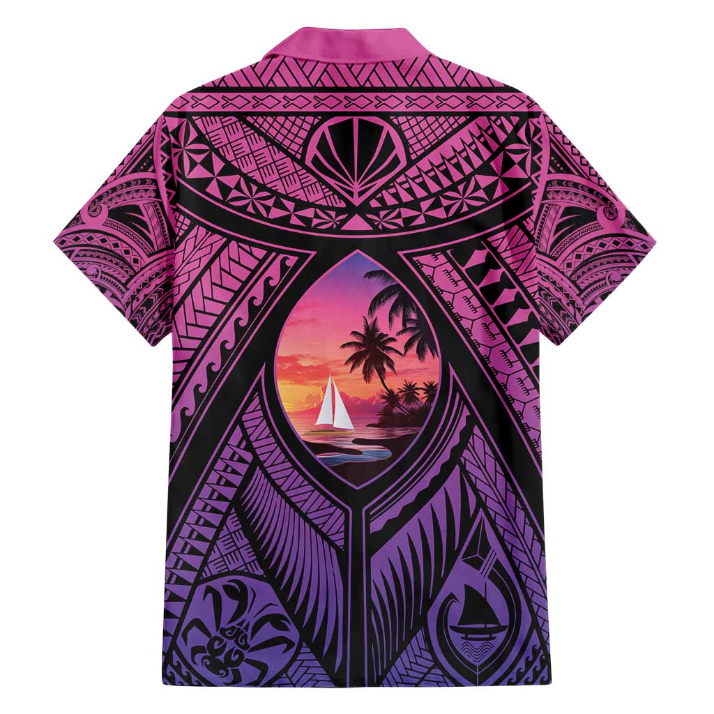 Guam Chamorro Artsy Family Matching Long Sleeve Bodycon Dress and Hawaiian Shirt Guahan Sunset Beach LT9 - Polynesian Pride