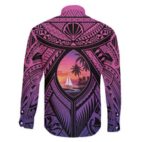 Guam Chamorro Artsy Family Matching Long Sleeve Bodycon Dress and Hawaiian Shirt Guahan Sunset Beach LT9 - Polynesian Pride