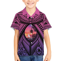 Guam Chamorro Artsy Family Matching Short Sleeve Bodycon Dress and Hawaiian Shirt Guahan Sunset Beach LT9 Son's Shirt Sunset - Polynesian Pride