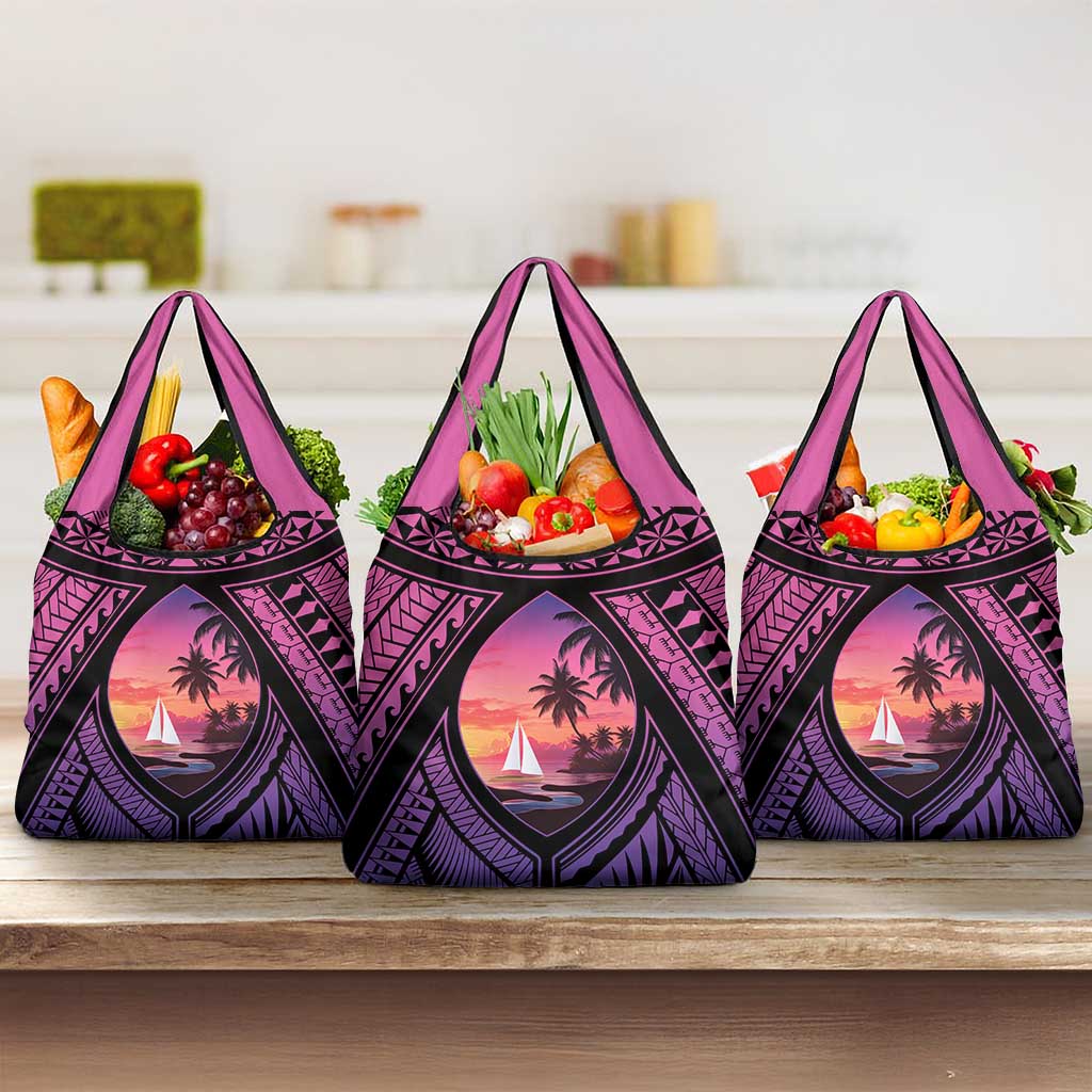 Guam Chamorro Artsy Grocery Bag Guahan Sunset Beach
