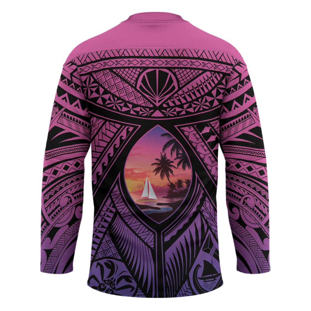 Guam Chamorro Artsy Hockey Jersey Guahan Sunset Beach - Polynesian Pride