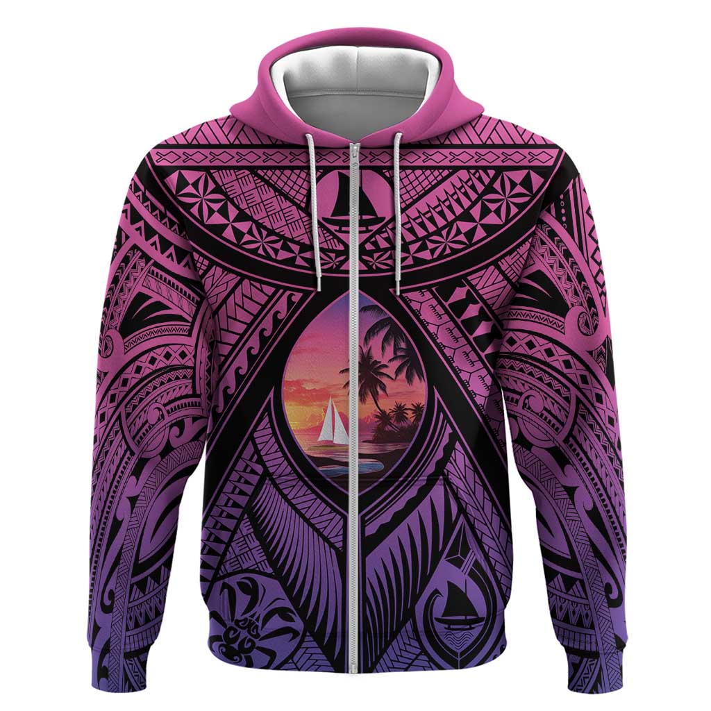 Guam Chamorro Artsy Hoodie Guahan Sunset Beach