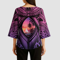 Guam Chamorro Artsy Kimono Sleeve Blouse Guahan Sunset Beach - Polynesian Pride