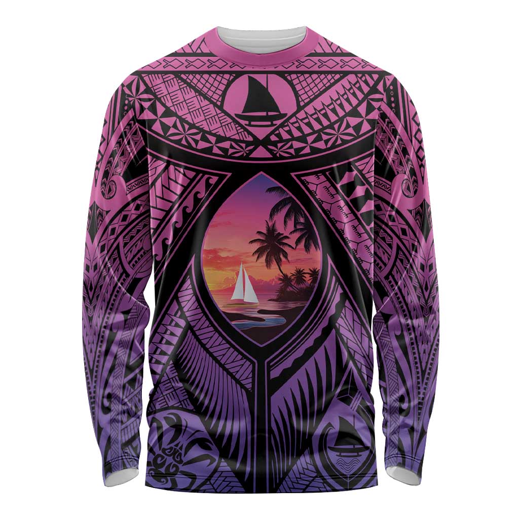 Guam Chamorro Artsy Long Sleeve Shirt Guahan Sunset Beach