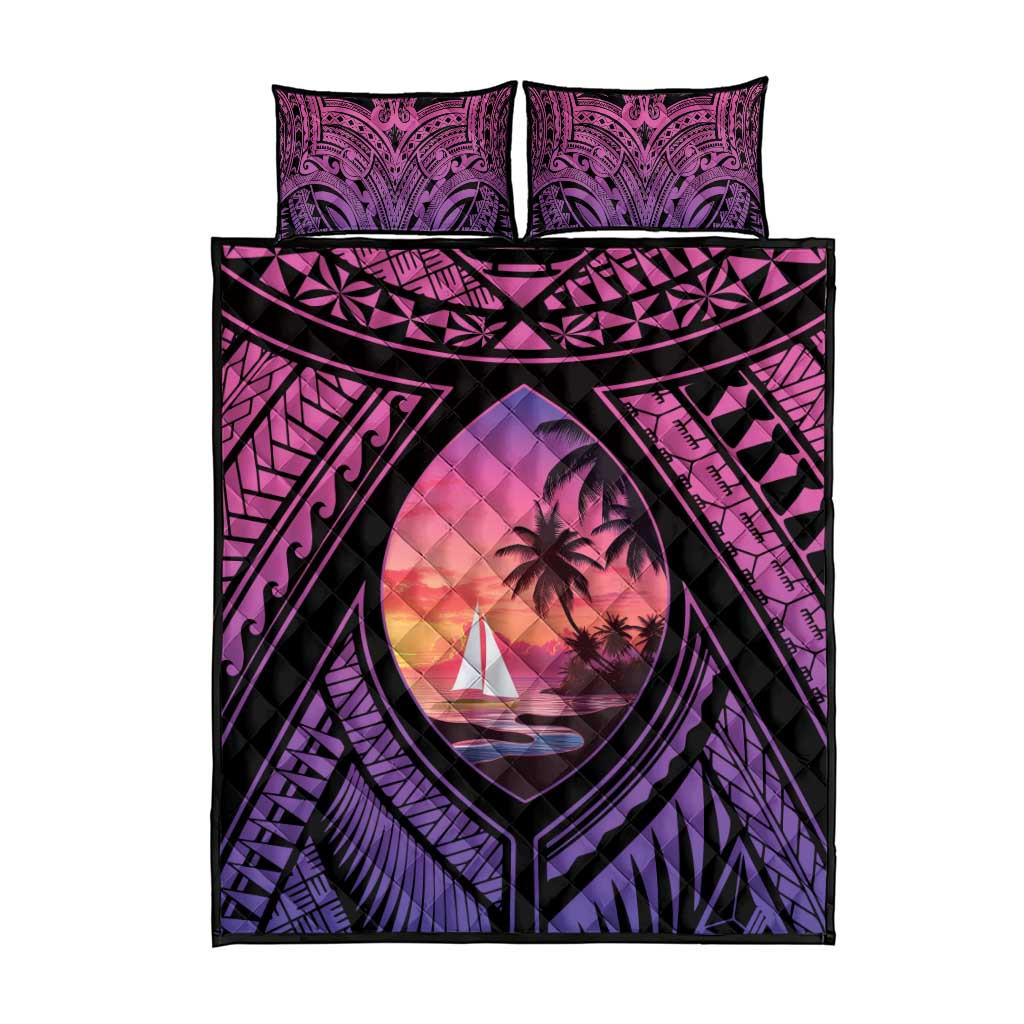 Guam Chamorro Artsy Quilt Bed Set Guahan Sunset Beach